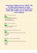 Final Exam&colon; Midterm Exam&colon; NR576 &sol; NR 576 Differential Diagnosis in Adult-Gerontology Primary Care Exam Review&vert; Guide with Verified Answers &lpar;2023&sol; 2024 Newly Updated&rpar; -Chamberlain