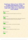 Final Exam&colon; Midterm Exam&colon; NR576 &sol; NR 576 Differential Diagnosis in Adult-Gerontology Primary Care Exam Review&vert; Guide with Verified Answers &lpar;2023&sol; 2024 Newly Updated&rpar; -Chamberlain