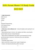 SAFe Scrum Master Study Guide 5&period;0 questions and answers&rcub; Latest 2023 - 2024 100&percnt; correct answers