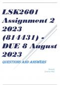 LSK2601 Assignment 2 2023 (814431) - DUE 8 August 2023