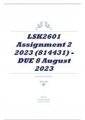 LSK2601 Assignment 2 2023 (814431) - DUE 8 August 2023