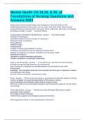 Mental Health CH 34,35, & 36, of Foundations of Nursing Questions and Answers 2023