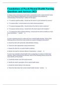 Foundations of Psych/Mental Health Nursing Questions and Answers 2023