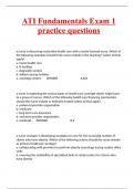 ATI Fundamentals Exam 1 practice questions