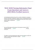 WGU D220 Nursing Informatics Final Exam Questions and Answers (2023/2024) (Verified Answers)