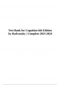 Test Bank for Cognition 6th Edition by Radvansky 