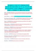 MARION COUNTY PROBATION  OFFICER 2023&sol;2024 ACTUAL EXAM 100  QUESTIONS AND CORRECT ANSWERS  &lpar;100&percnt; CORRECT&rpar; BRAND NEW&excl;&excl;
