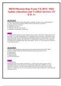HESI Pharmacology Exam V2| 2023 / 2024 Update | Questions and Verified Answers eith Rationales (55 Q & A) 