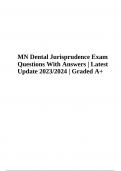 MN Dental Jurisprudence Final Exam Practice Questions With Answers Latest Update Graded A+