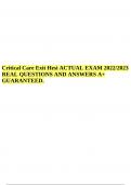 Critical Care Exit Hesi ACTUAL EXAM 2022/2023 REAL QUESTIONS AND ANSWERS A+ GUARANTEED