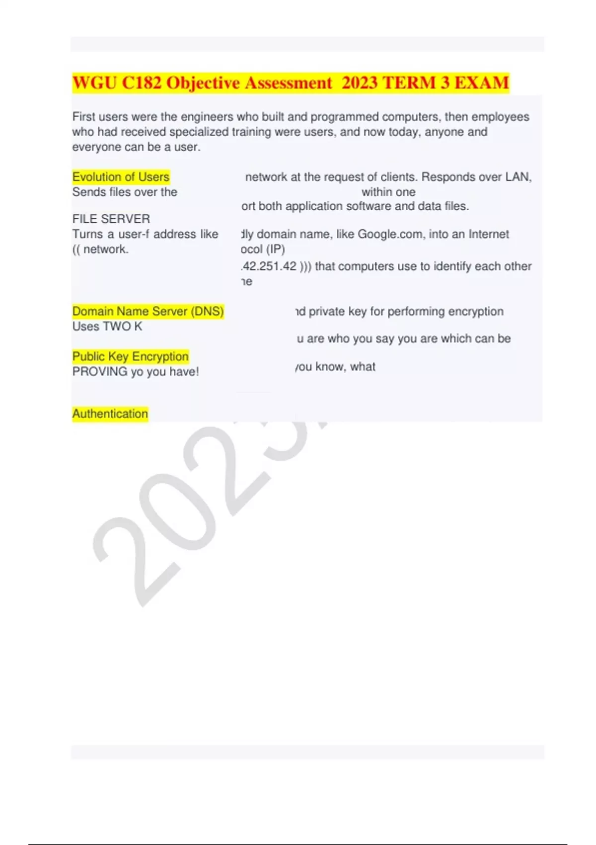 WGU C182 Objective Assessment 2023 TERM 3 EXAM.pdf - WGU C182 Objective ...