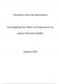 The thermal stability of aspirin: the effect of temperature on aspirin hydrolysis