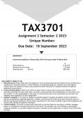 TAX3701 Assignment 2 (ANSWERS) Semester 2 2023  - DISTINCTION GUARANTEED