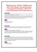 Midterm Exam: NR 509 / NR509 (Latest 2023/ 2024 Update) Advanced Physical Assessment Exam Review | Weeks 5-8 Covered| Verified Questions
