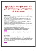 Final Exam: NR 509 / NR509 (Latest 2023/ 2024 Update) Advanced Physical Assessment Exam Review | Weeks 5-8 Covered| Questions and Verified Answers 