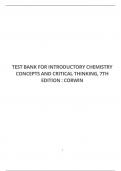 TEST BANK FOR INTRODUCTORY CHEMISTRY CONCEPTS AND CRITICAL THINKING, 7TH EDITION : CORWIN