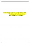 NCLEX MENTAL HEALTH LATEST EXAM 2022-2024 QUESTIONS AND CORRECT ANSWERS AND RATIONALES