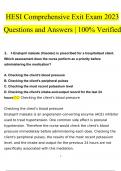 HESI Comprehensive Exit Exam Questions and Answers Latest 2023 - 2024 &lbrack;100&percnt; correct answers&rsqb;