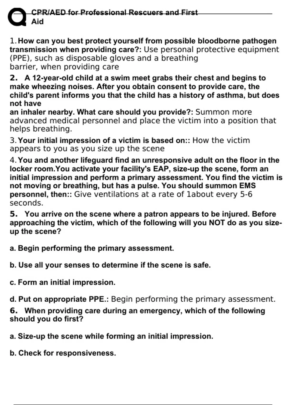 BUNDLE CPRAED for Professional Rescuers and First Aid Exam A & B