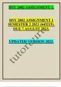 HSY 2602 ASSIGNMENT 1 SEMESTER 2 2023 (643219). DUE 7 AUGUST 2023.   UPDATED VERSION 2023.    HSY2602 Assignment 1 Semester 2 2023  Study Unit 1: The construction of African history The Asante kingdom was a sophisticated precolonial society of Africa.’ Di