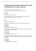 Fundamentals of Engineering Practice Exam 1 Questions with Correct Answers