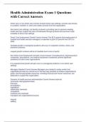 Health Administration Exam 1 Questions with Correct Answers