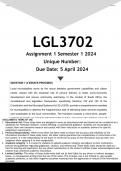 LGL3702 Assignment 1 (ANSWERS) Semester 1 2024 - DISTINCTION GUARANTEED