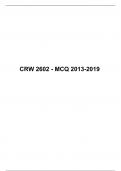 CRW 2602 - MCQ 2013-2019, University of South Africa, UNISA