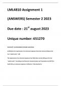 LML4810 Assignment 1 (ANSWERS) Semester 2 2023