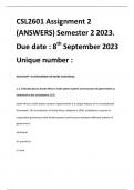 CSL2601 Assignment 2 (ANSWERS) Semester 2 2023. Due date : 8th September 2023