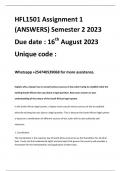 HFL1501 Assignment 1 (ANSWERS) Semester 2 2023 Due date : 16th August 2023