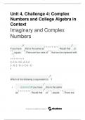 Unit 4, Challenge 4: Complex Numbers and College Algebra in Context Imaginary and Complex Numbers