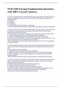 NUR 1100 Nursing Fundamentals Questions with 100&percnt; Correct Answers 