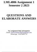 LML4806 Assignment 1 Semester 2 2023