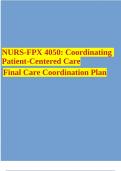 NURS-FPX 4050&colon; Coordinating Patient-Centered Care Final Care Coordination Plan