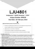 LJU4801 Assignment 1 (ANSWERS) Semester 1 2024 (890028) - DISTINCTION GUARANTEED