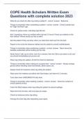 COPE Health Scholars Written Exam Questions with complete solution 2023