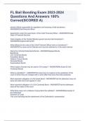 FL Bail Bonding Exam 2023-2024 Questions And Answers 100&percnt; Correct&lpar;SCORED A&rpar;