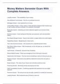 Money Matters Semester Exam With Complete Answers&period;