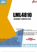 LML4810 Assignment 1 (COMPLETE ANSWERS) Semester 2 2023 (640290) - DUE 21 August 2023