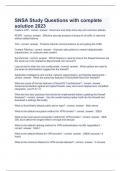 SNSA Study Questions with complete solution 2023
