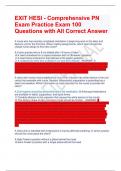 EXIT HESI - Comprehensive PN Exam Practice Exam 100 Questions with All Correct Answer