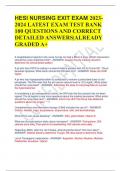 HESI NURSING EXIT EXAM 2023-2024 LATEST EXAM TEST BANK 100 QUESTIONS AND CORRECT DETAILED ANSWERS&vert;ALREADY GRADED A&plus;
