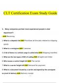 CLT Certification Exam Study Guide Questions and Answers Latest 2023 - 2024 &lbrack;100&percnt; correct answers&rsqb;