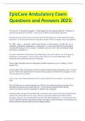 EpicCare Ambulatory Exam Questions and Answers 2023.