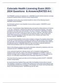 Colorado Health Licensing Exam 2023-2024 Questions  & Answers&lpar;RATED A&plus;&rpar;