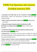 CPHQ Test Questions and Answers Latest 2023 - 2024 &lbrack;100&percnt; correct answers&rsqb;