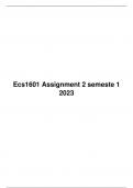 Ecs1601 Assignment 2 semester 1 -2023, University of South Africa, UNISA