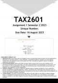 TAX2601 Assignment 1 (ANSWERS) Semester 2 2023 - DISTINCTION GUARANTEED