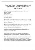 Texas Real Estate Principles 2 &lpar;Allied&rpar; &ndash; 163 QUESTIONS- WITH COMPLETE SOLUTIONS